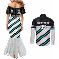 Custom Fiji Rugby Couples Matching Mermaid Dress and Long Sleeve Button Shirt Fijian 7s With Tapa Pattern LT05 - Polynesian Pride