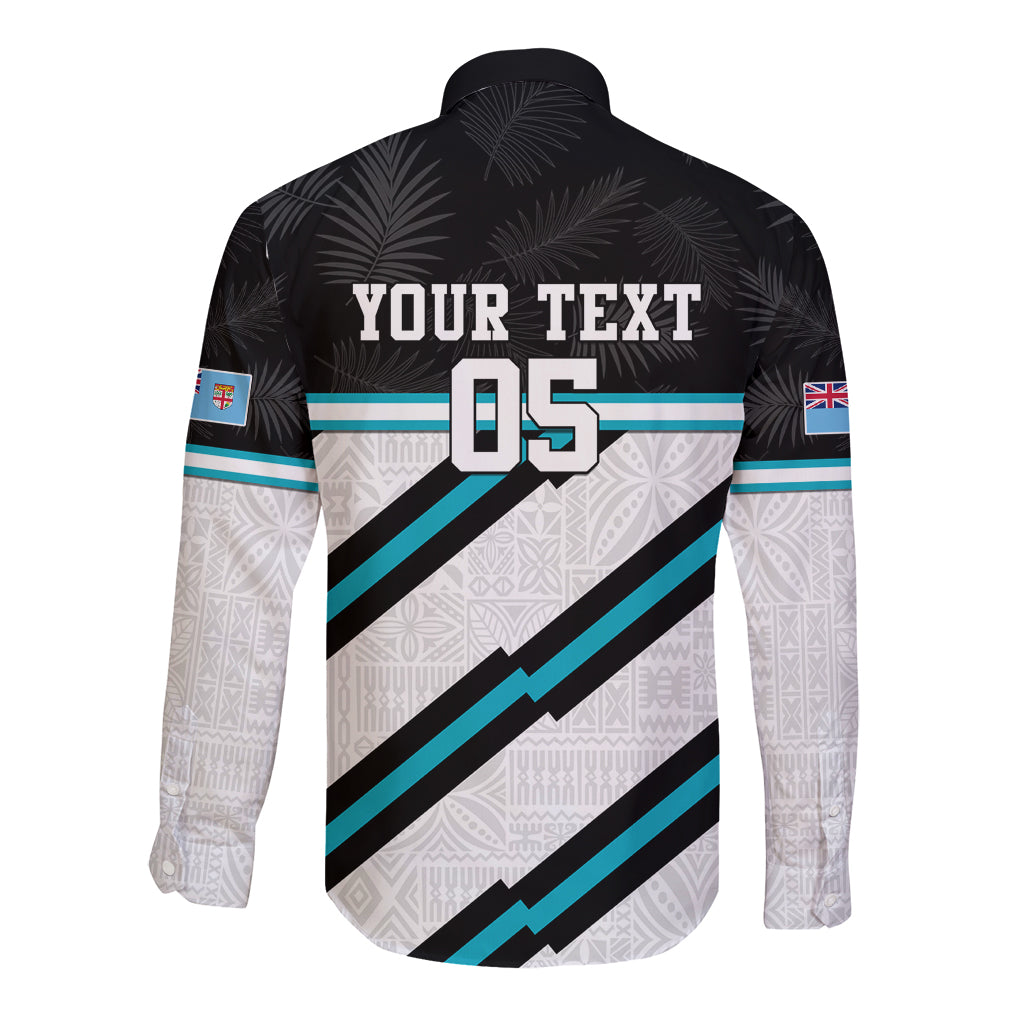 Custom Fiji Rugby Long Sleeve Button Shirt Fijian 7s With Tapa Pattern LT05 - Polynesian Pride
