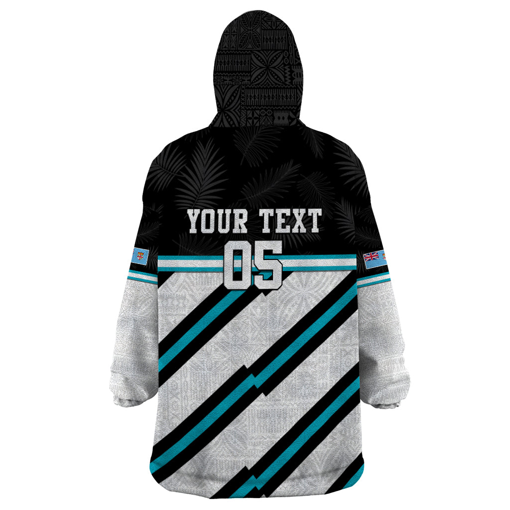 Custom Fiji Rugby Wearable Blanket Hoodie Fijian 7s With Tapa Pattern LT05 - Polynesian Pride