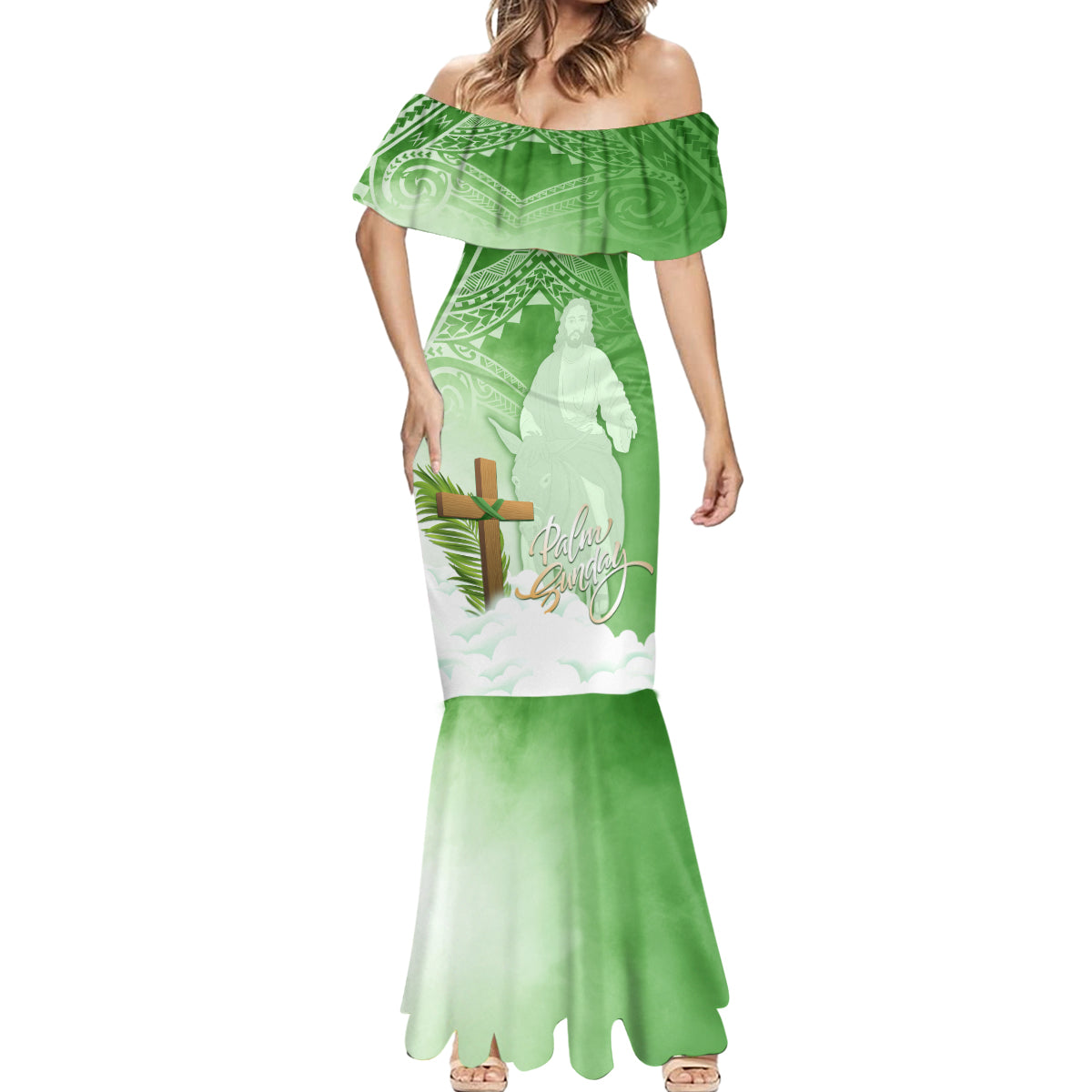 Happy Palm Sunday Mermaid Dress With Polynesian Pattern LT05 - Polynesian Pride