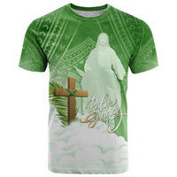 Happy Palm Sunday T Shirt With Polynesian Pattern LT05 Green - Polynesian Pride