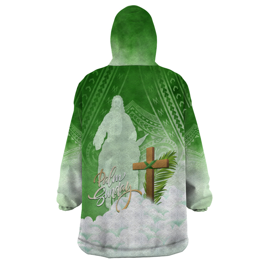 Happy Palm Sunday Wearable Blanket Hoodie With Polynesian Pattern LT05 - Polynesian Pride