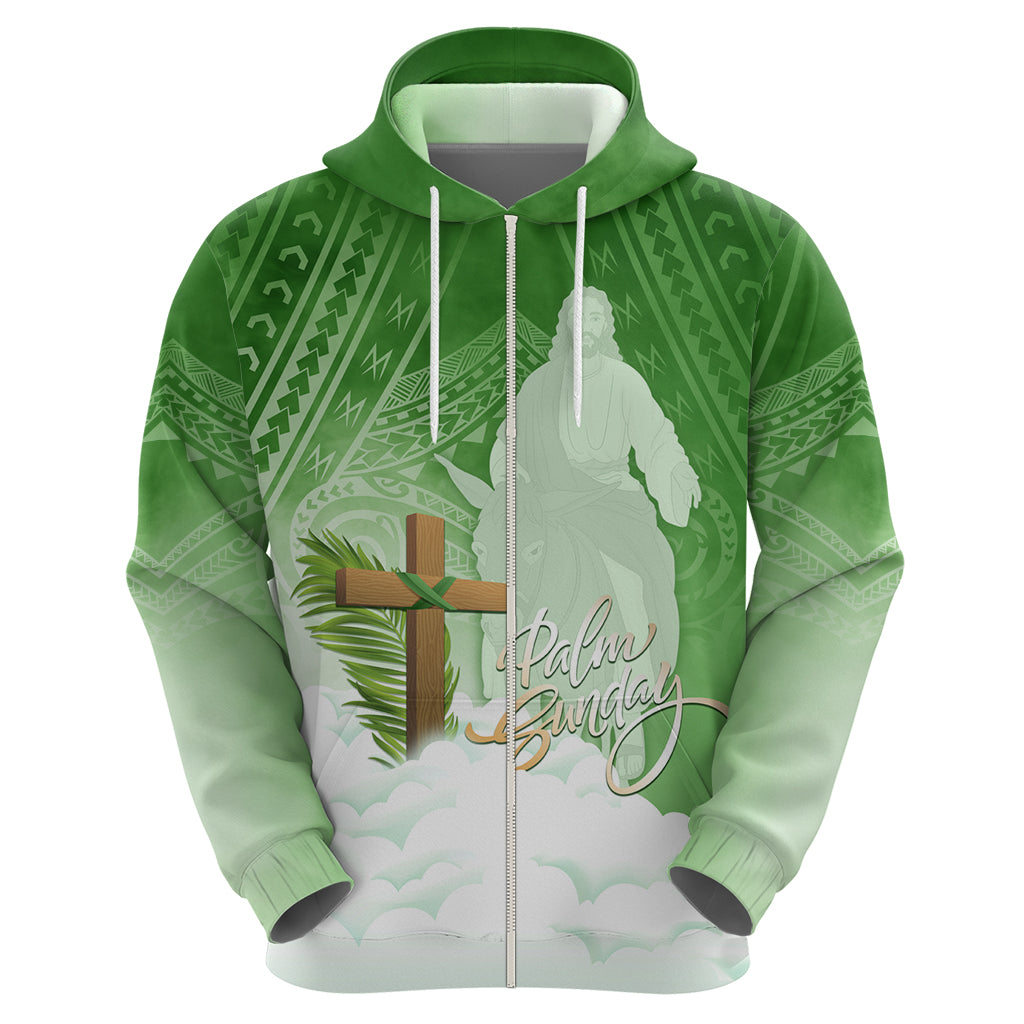 Happy Palm Sunday Zip Hoodie With Polynesian Pattern LT05 - Polynesian Pride