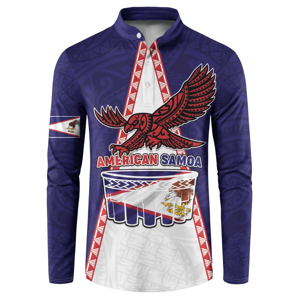 Personalised American Samoa Flag Day Button Sweatshirt Flag Style LT05 Blue - Polynesian Pride