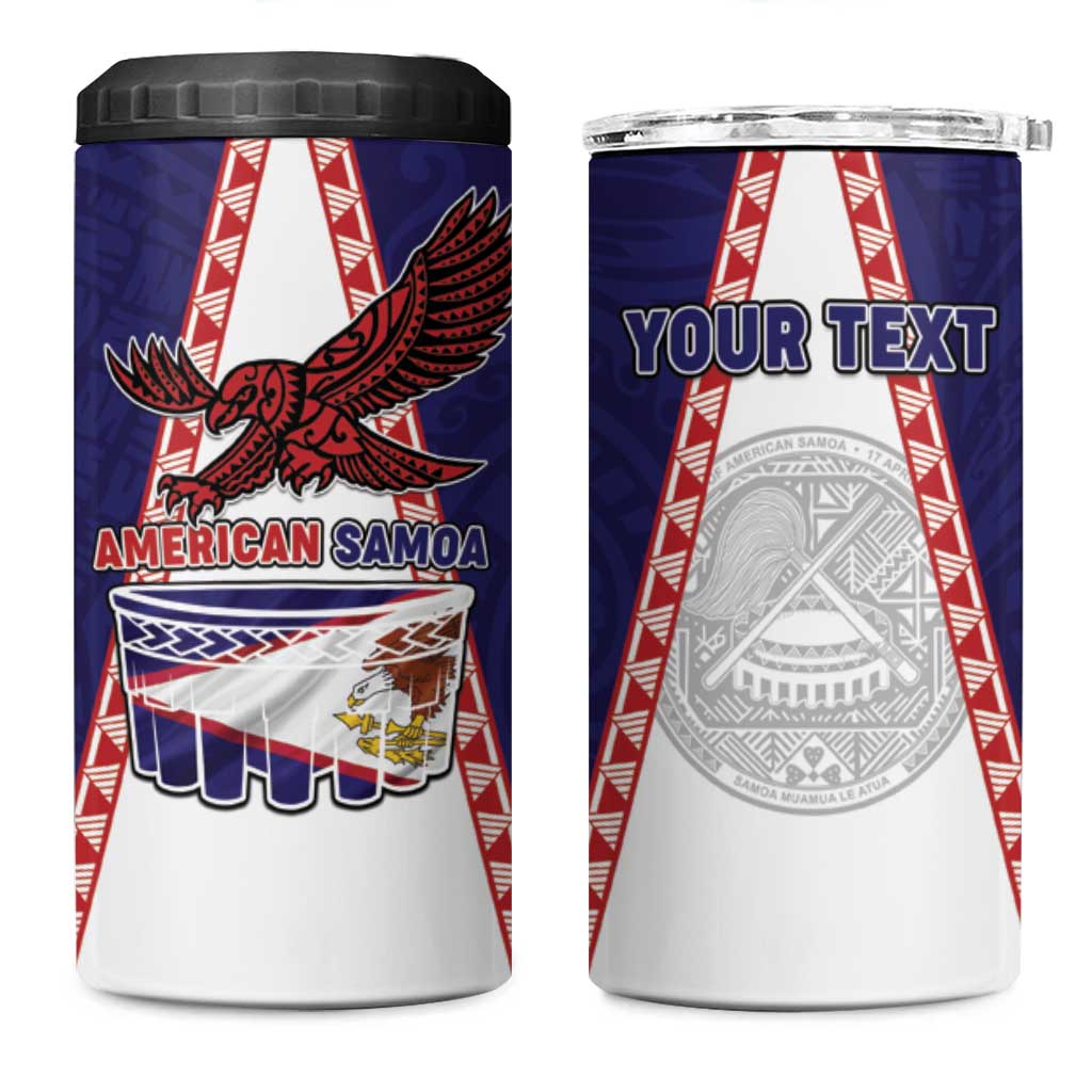 Personalised American Samoa Flag Day 4 in 1 Can Cooler Tumbler Flag Style LT05 One Size: 16 oz Blue - Polynesian Pride