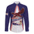 Personalised American Samoa Flag Day Family Matching Off The Shoulder Long Sleeve Dress and Hawaiian Shirt Flag Style