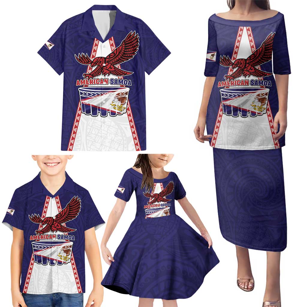 Personalised American Samoa Flag Day Family Matching Puletasi and Hawaiian Shirt Flag Style