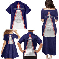 Personalised American Samoa Flag Day Family Matching Puletasi and Hawaiian Shirt Flag Style