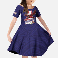 Personalised American Samoa Flag Day Family Matching Short Sleeve Bodycon Dress and Hawaiian Shirt Flag Style