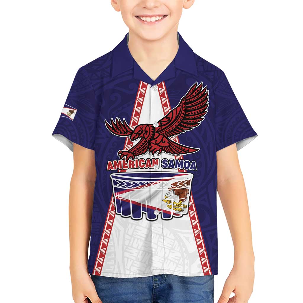Personalised American Samoa Flag Day Kid Hawaiian Shirt Flag Style LT05 Kid Blue - Polynesian Pride