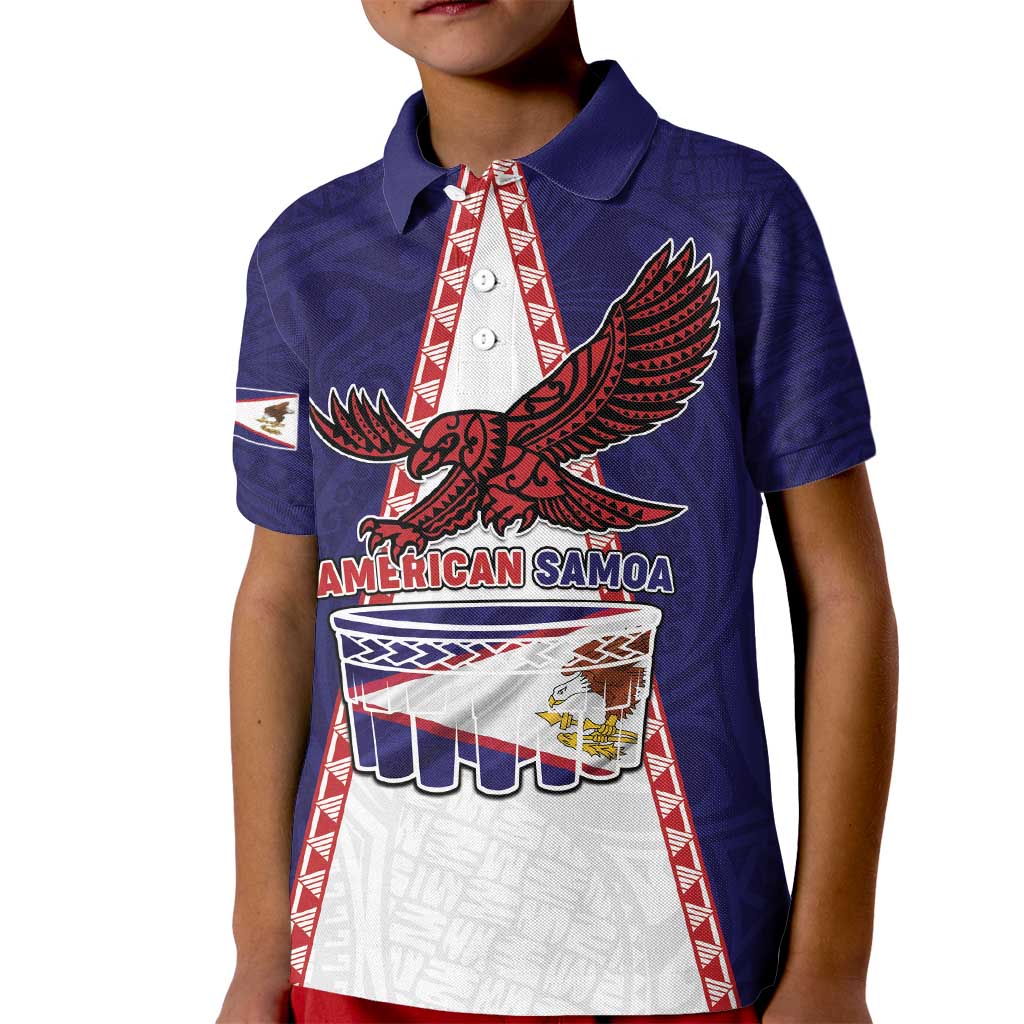 Personalised American Samoa Flag Day Kid Polo Shirt Flag Style LT05 Kid Blue - Polynesian Pride