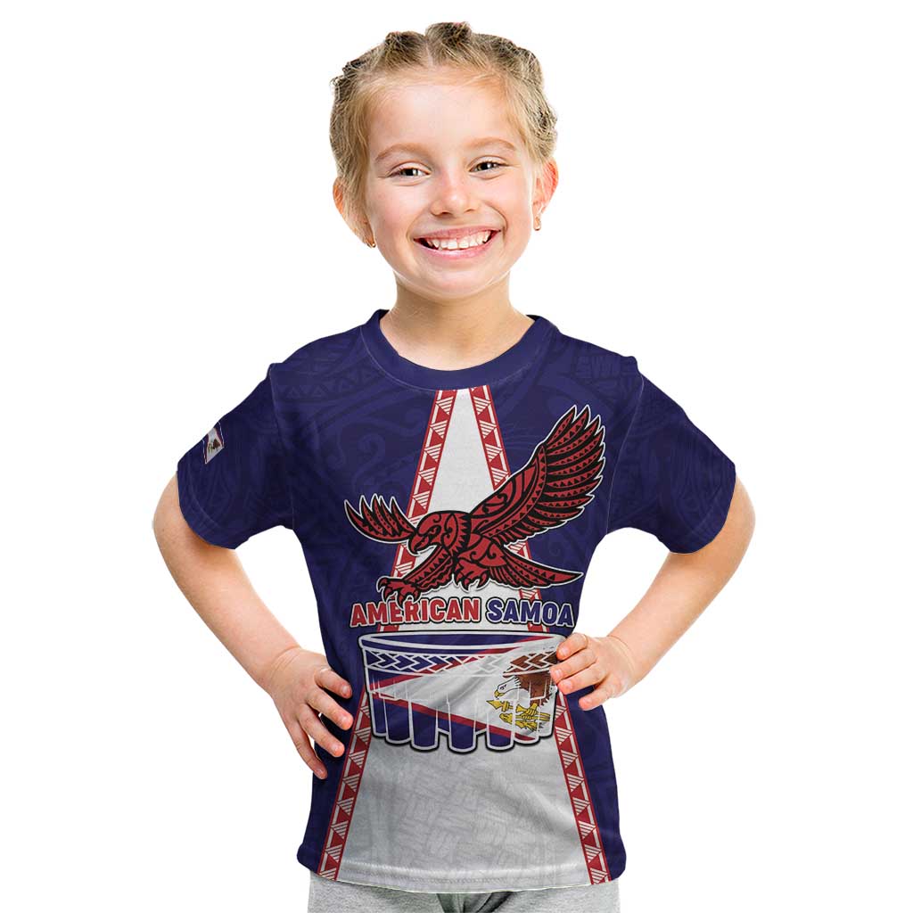 Personalised American Samoa Flag Day Kid T Shirt Flag Style LT05 Blue - Polynesian Pride