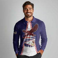 Personalised American Samoa Flag Day Long Sleeve Polo Shirt Flag Style