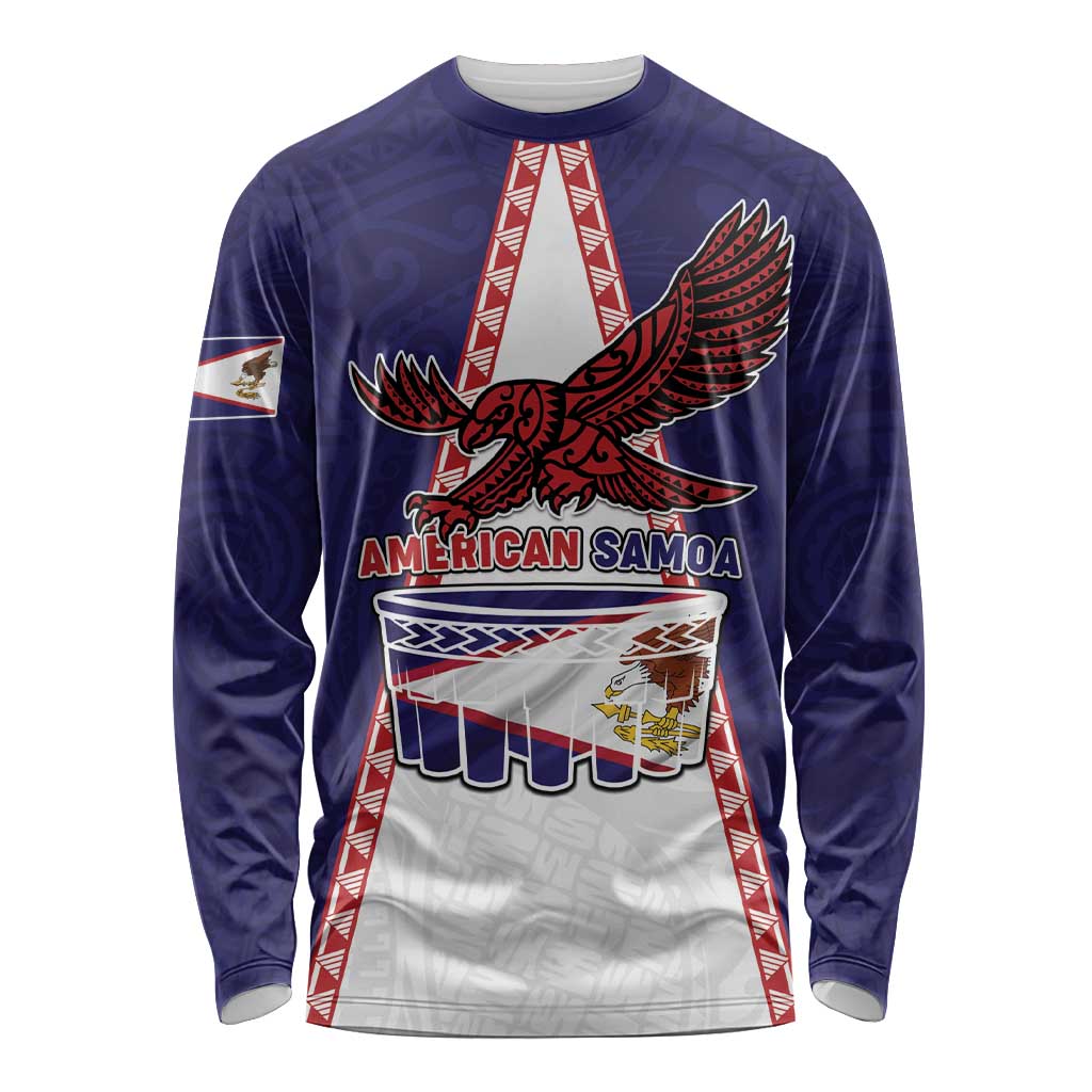 Personalised American Samoa Flag Day Long Sleeve Shirt Flag Style LT05 Unisex Blue - Polynesian Pride
