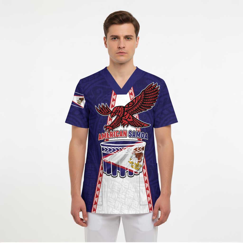 Personalised American Samoa Flag Day Scrub Top Flag Style - Polynesian Pride