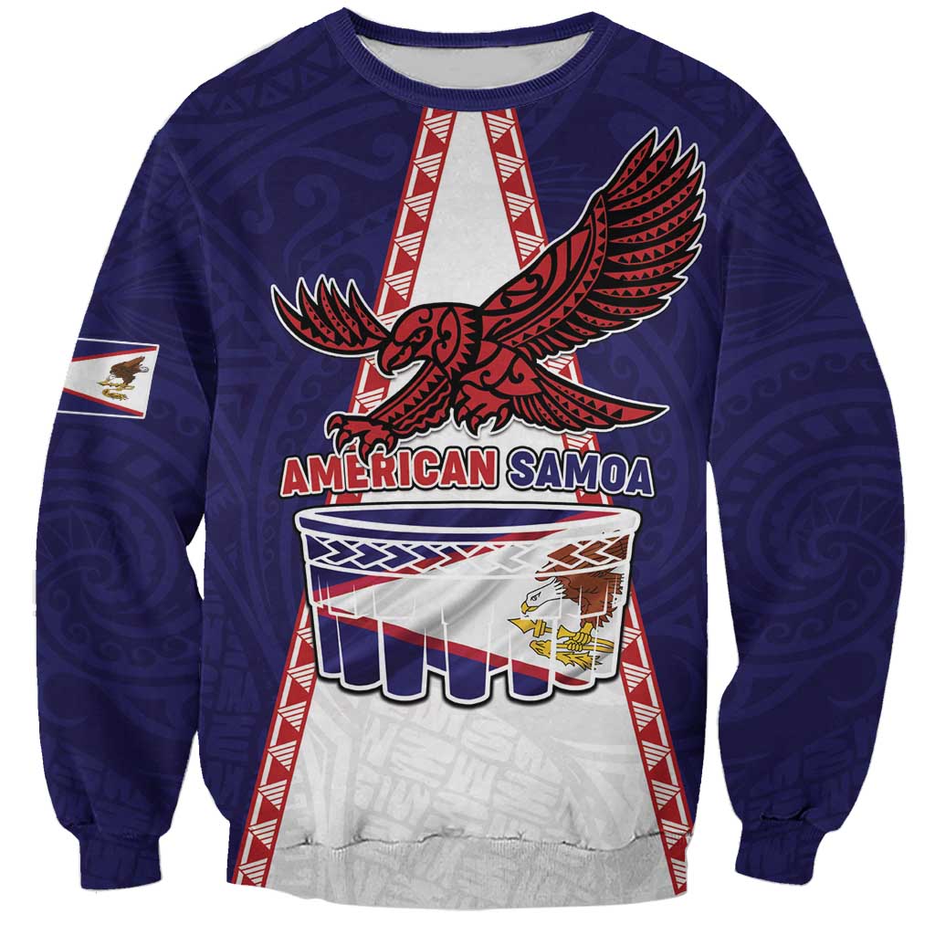 Personalised American Samoa Flag Day Sweatshirt Flag Style LT05 Unisex Blue - Polynesian Pride