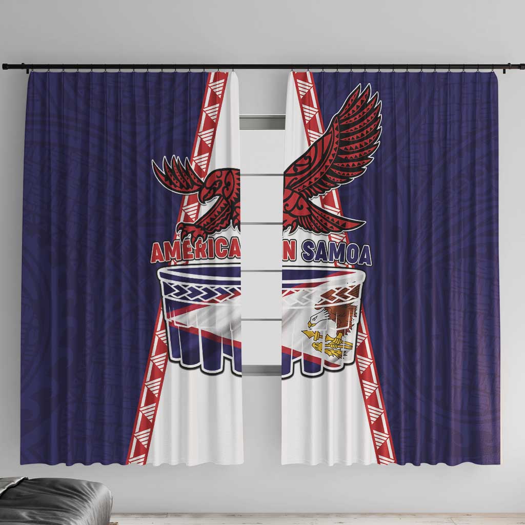 American Samoa Flag Day Window Curtain Flag Style LT05 With Hooks Blue - Polynesian Pride