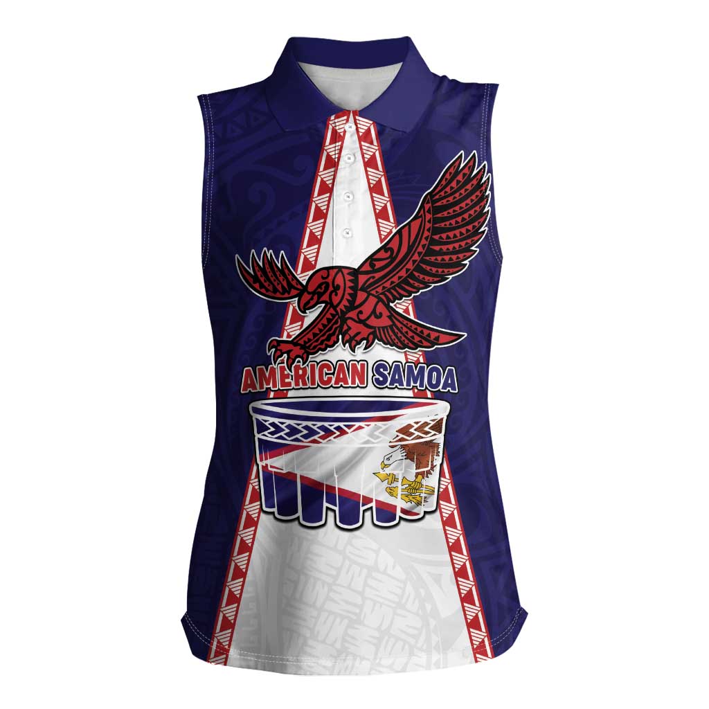 Personalised American Samoa Flag Day Women Sleeveless Polo Shirt Flag Style LT05 Female Blue - Polynesian Pride