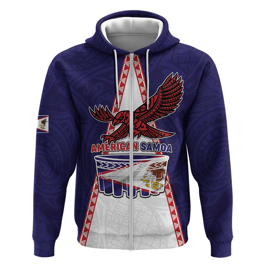 Personalised American Samoa Flag Day Zip Hoodie Flag Style LT05 Zip Hoodie Blue - Polynesian Pride