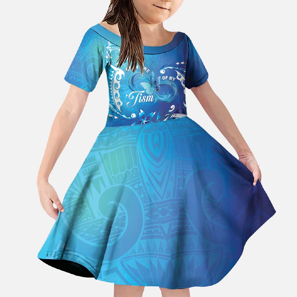 Polynesia Autism Awareness Family Matching Short Sleeve Bodycon Dress and Hawaiian Shirt Be In Awe Of My 'Tism