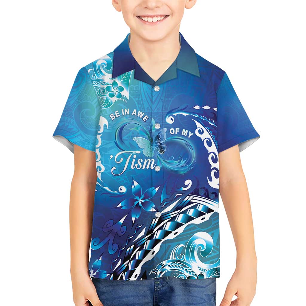 Polynesia Autism Awareness Kid Hawaiian Shirt Be In Awe Of My 'Tism LT05 Kid Blue - Polynesian Pride