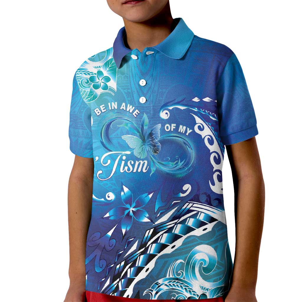 Polynesia Autism Awareness Kid Polo Shirt Be In Awe Of My 'Tism LT05 Kid Blue - Polynesian Pride
