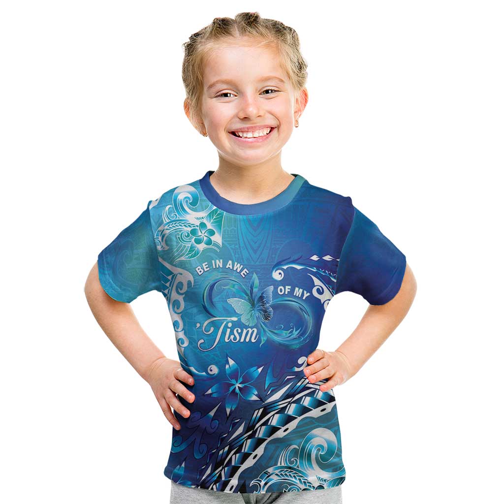 Polynesia Autism Awareness Kid T Shirt Be In Awe Of My 'Tism LT05 Blue - Polynesian Pride