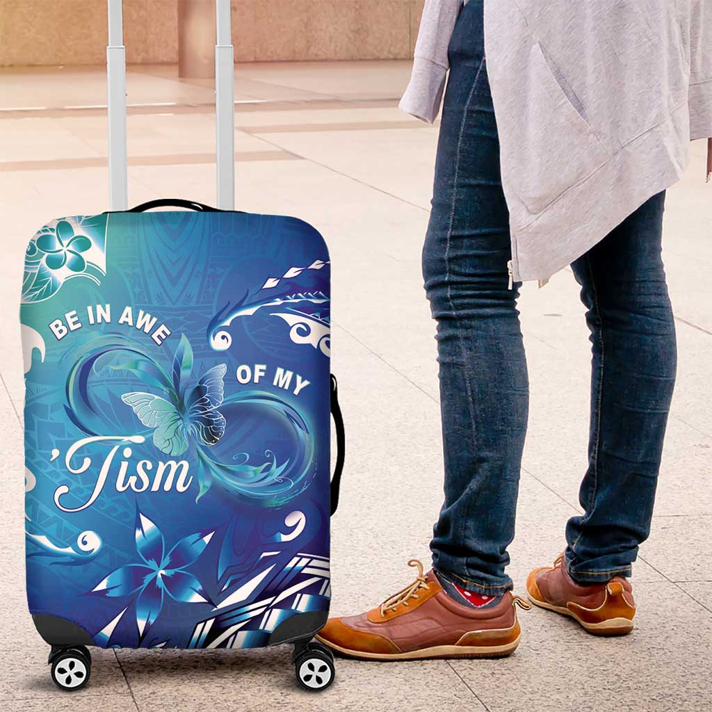 Polynesia Autism Awareness Luggage Cover Be In Awe Of My 'Tism LT05 Blue - Polynesian Pride