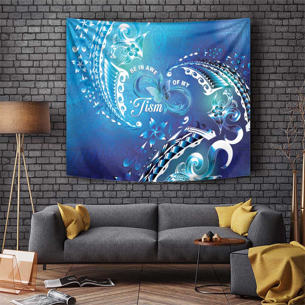 Polynesia Autism Awareness Tapestry Be In Awe Of My 'Tism LT05 Blue - Polynesian Pride