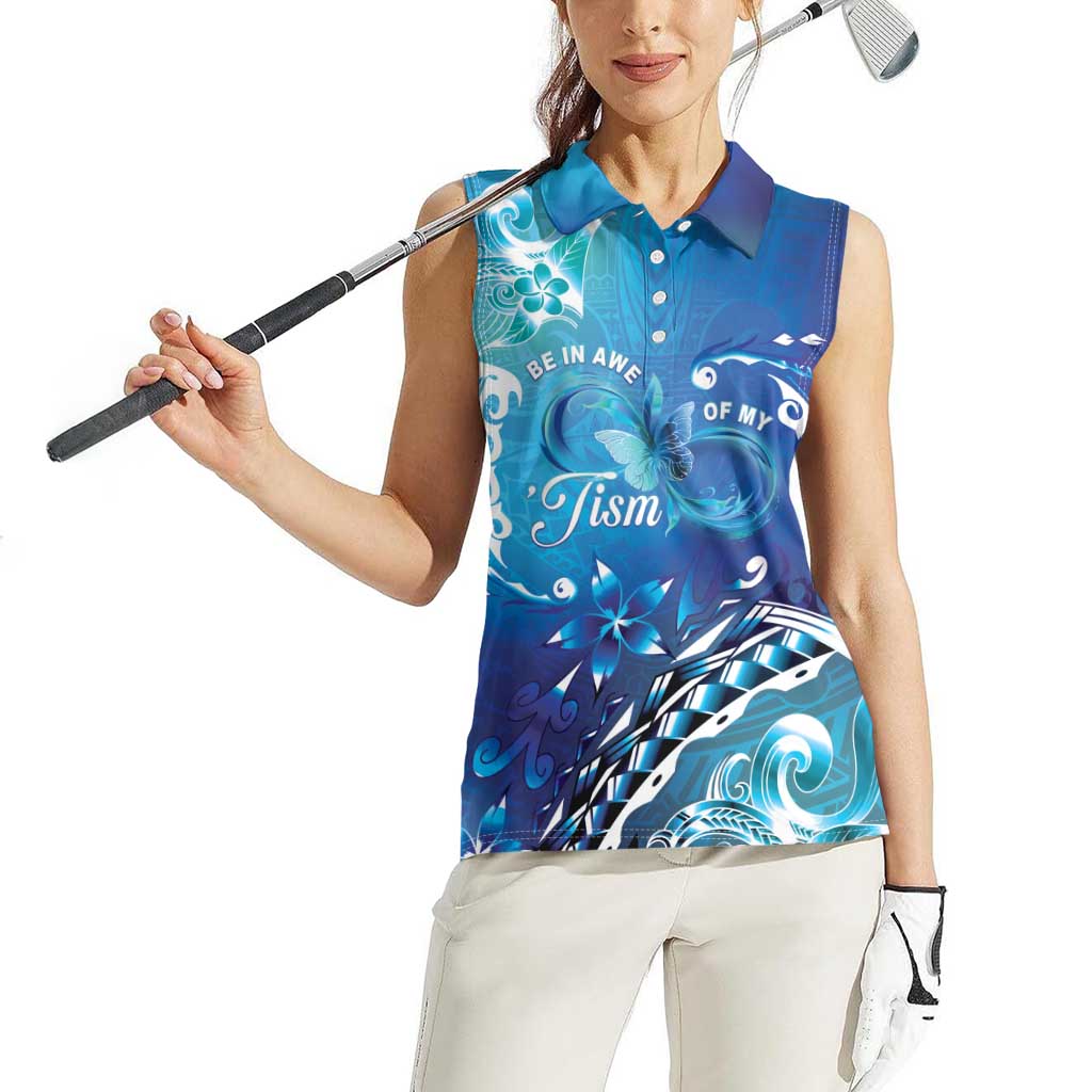 Polynesia Autism Awareness Women Sleeveless Polo Shirt Be In Awe Of My 'Tism