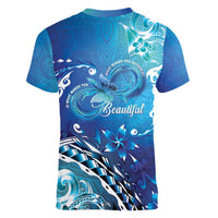Polynesia Autism Awareness Women V-Neck T-Shirt Be In Awe Of My 'Tism