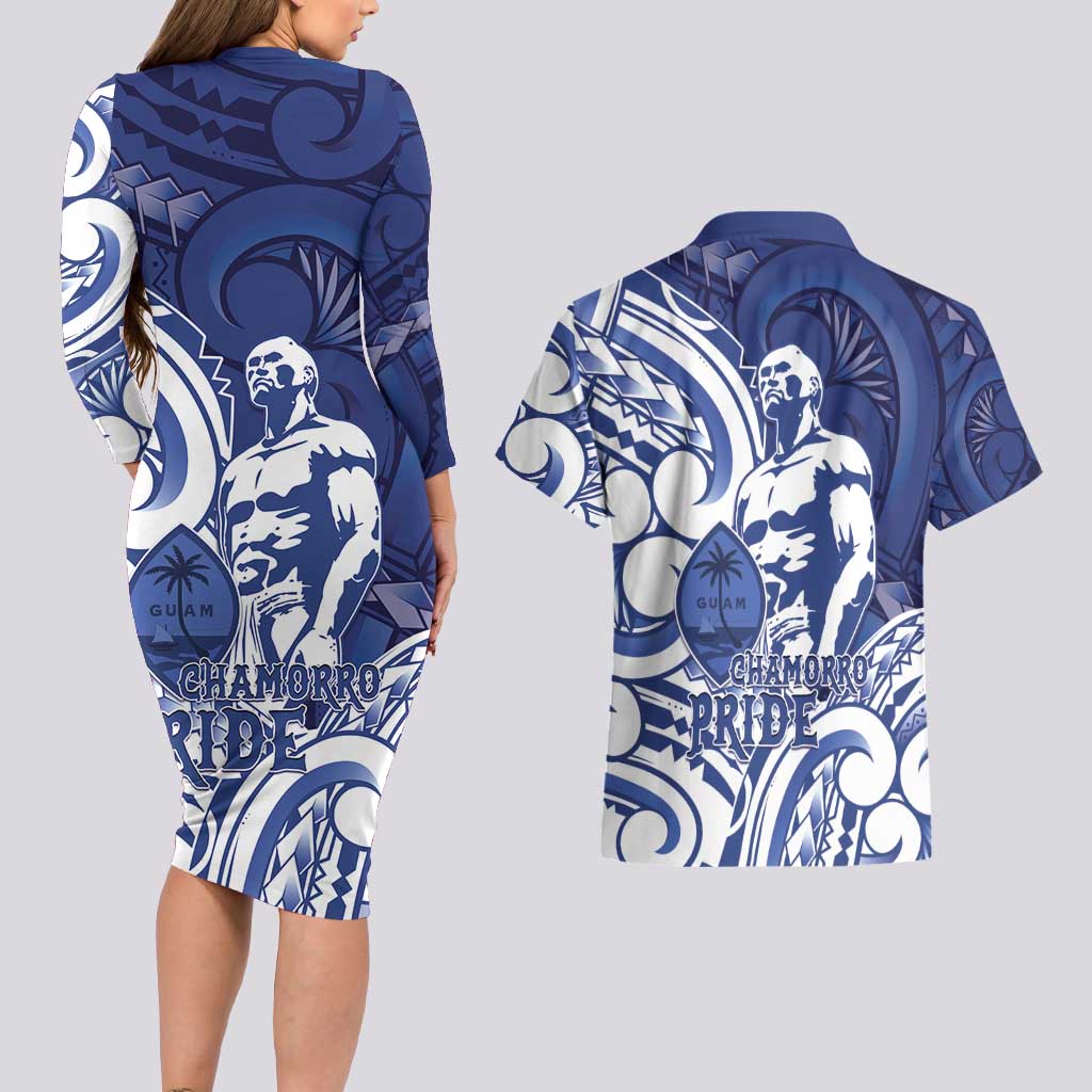 Guam Chief Kepuha Couples Matching Long Sleeve Bodycon Dress and Hawaiian Shirt Chamorro Pride
