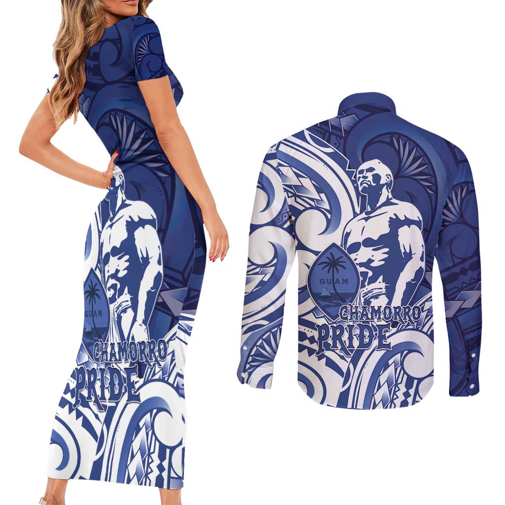 Guam Chief Kepuha Couples Matching Short Sleeve Bodycon Dress and Long Sleeve Button Shirt Chamorro Pride