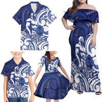 Guam Chief Kepuha Family Matching Off Shoulder Maxi Dress and Hawaiian Shirt Chamorro Pride