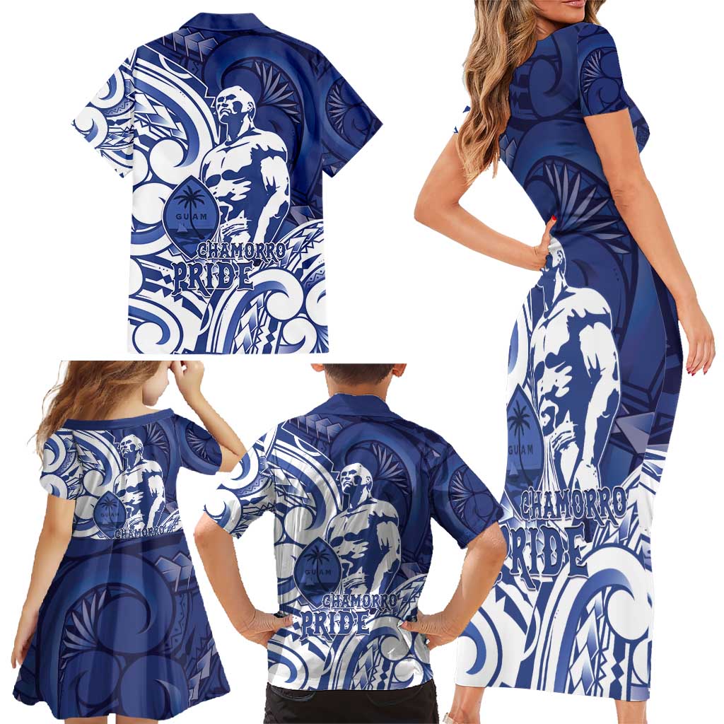 Guam Chief Kepuha Family Matching Short Sleeve Bodycon Dress and Hawaiian Shirt Chamorro Pride