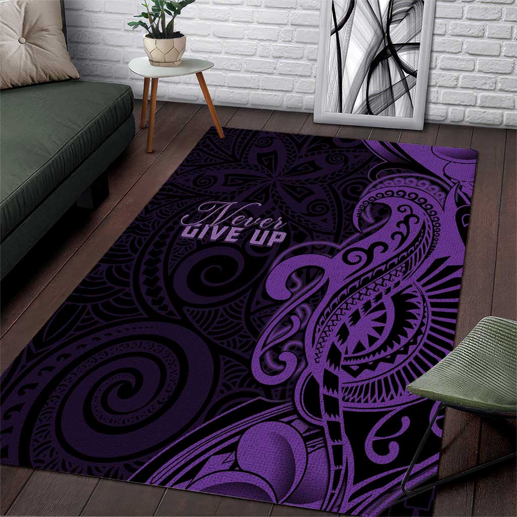 Lupus Warrior Area Rug Never Give Up Polynesian Style