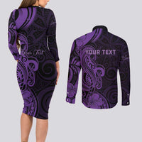 Personalised Lupus Warrior Couples Matching Long Sleeve Bodycon Dress and Long Sleeve Button Shirt Never Give Up Polynesian Style LT05 - Polynesian Pride