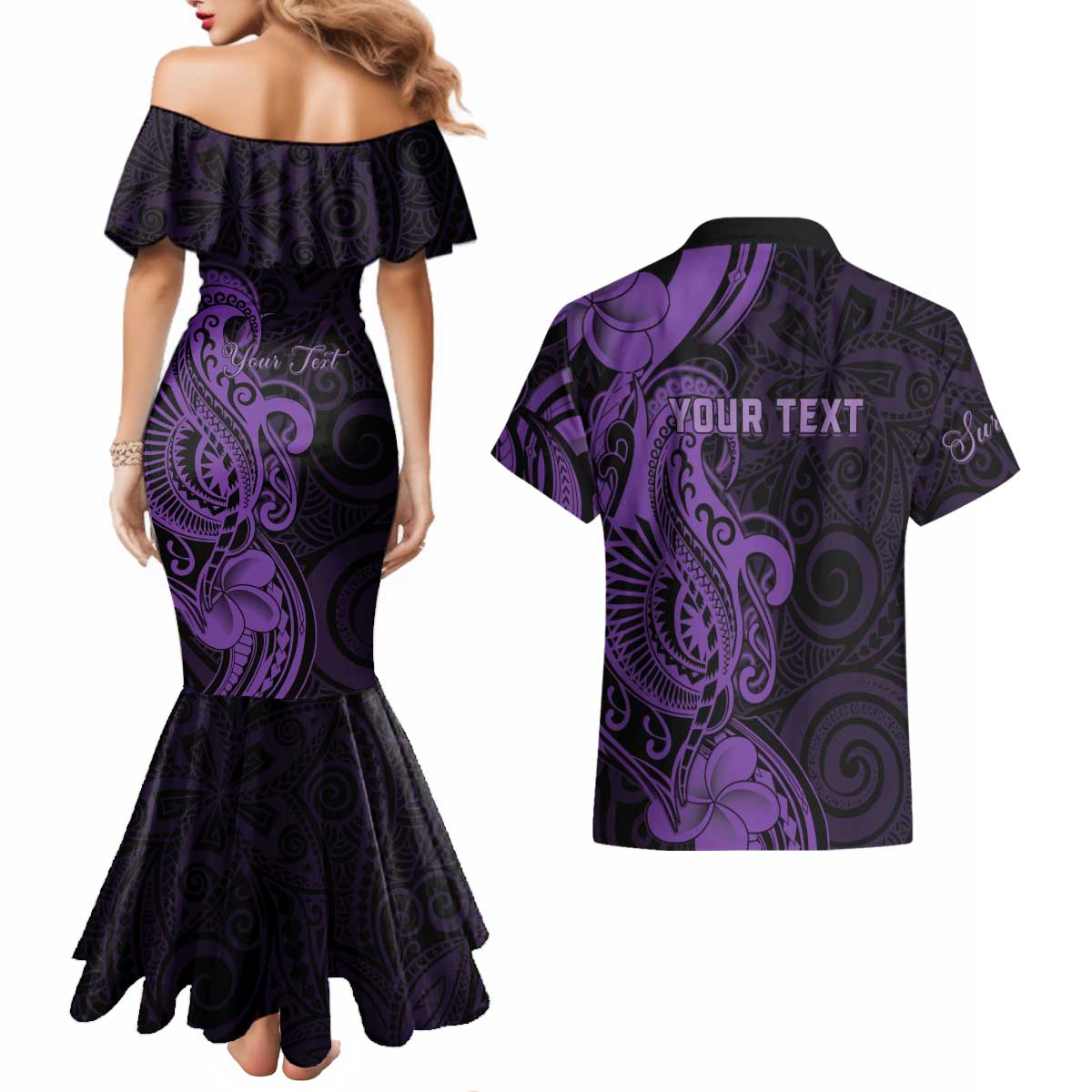 Personalised Lupus Warrior Couples Matching Mermaid Dress and Hawaiian Shirt Never Give Up Polynesian Style LT05 - Polynesian Pride