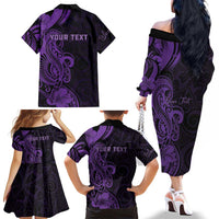 Personalised Lupus Warrior Family Matching Off The Shoulder Long Sleeve Dress and Hawaiian Shirt Never Give Up Polynesian Style