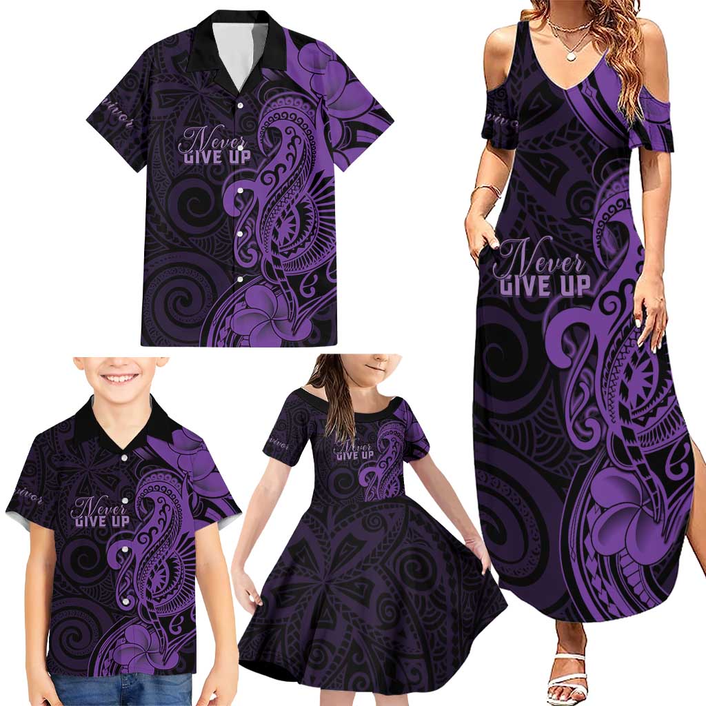 Personalised Lupus Warrior Family Matching Summer Maxi Dress and Hawaiian Shirt Never Give Up Polynesian Style