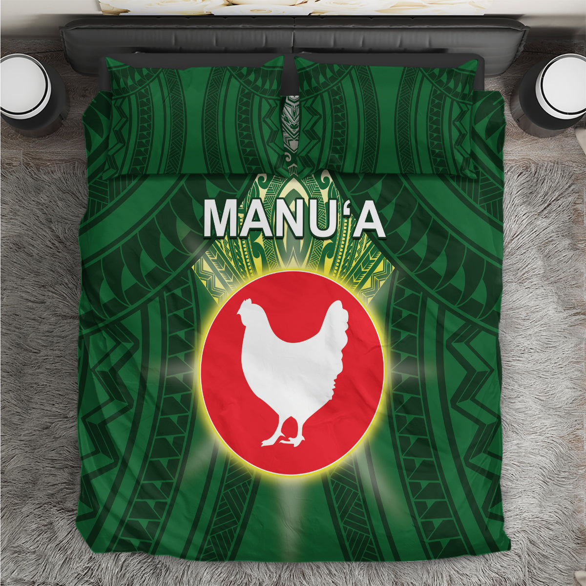 American Samoa Manu'a Cession Day Bedding Set With Polynesian Pattern LT05 Green - Polynesian Pride