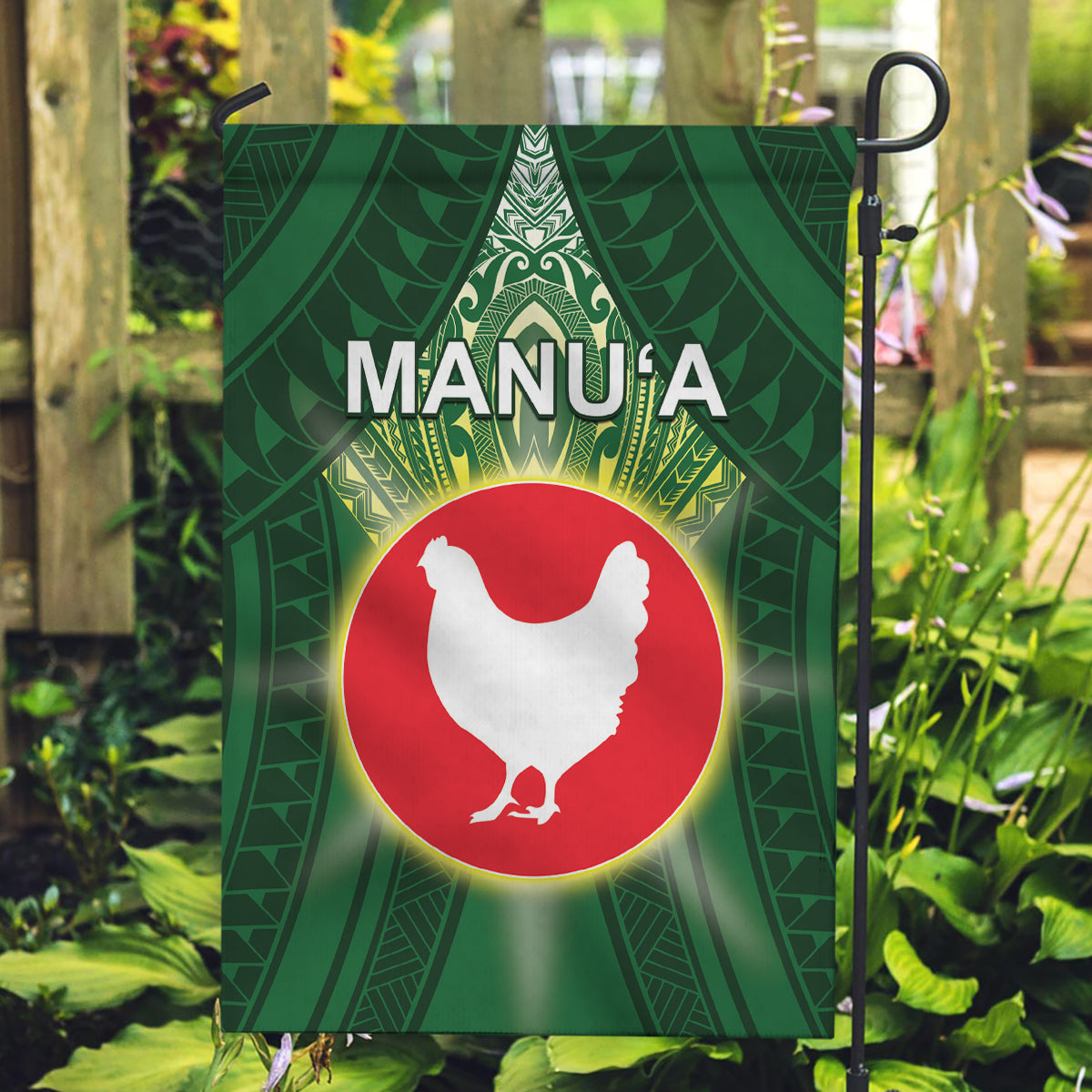 American Samoa Manu'a Cession Day Garden Flag With Polynesian Pattern LT05 Garden Flag Green - Polynesian Pride
