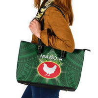 American Samoa Manu'a Cession Day Leather Tote Bag With Polynesian Pattern LT05 Green - Polynesian Pride
