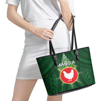 American Samoa Manu'a Cession Day Leather Tote Bag With Polynesian Pattern LT05 - Polynesian Pride
