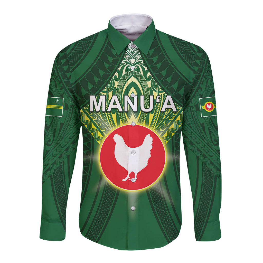 Personalized American Samoa Manu'a Cession Day Long Sleeve Button Shirt With Polynesian Pattern LT05 Unisex Green - Polynesian Pride