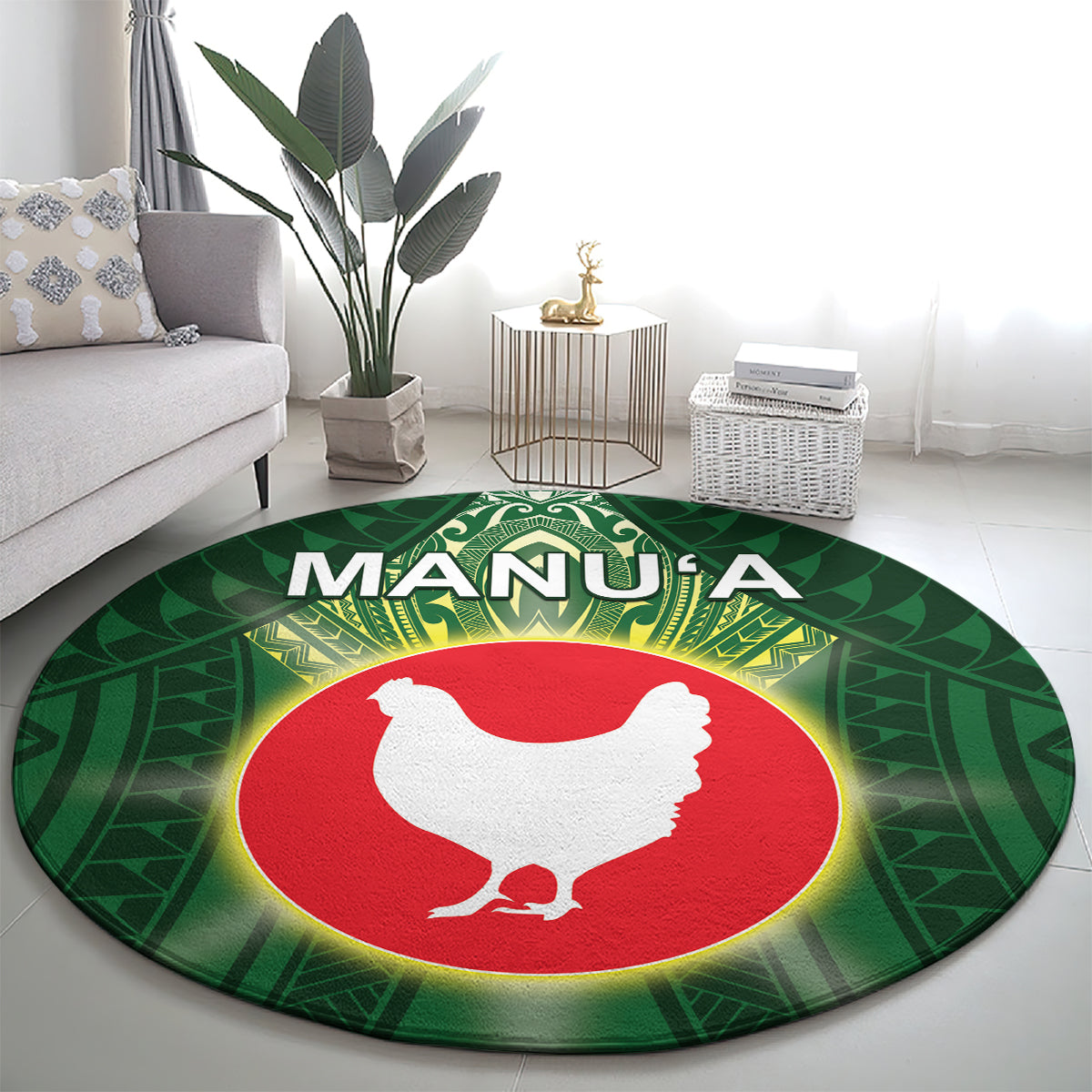 American Samoa Manu'a Cession Day Round Carpet With Polynesian Pattern