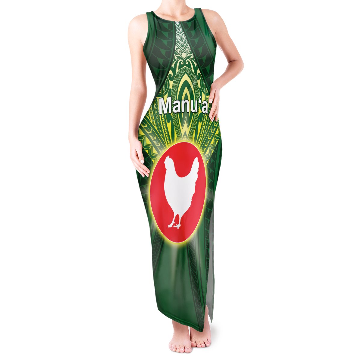 Personalized American Samoa Manu'a Cession Day Tank Maxi Dress With Polynesian Pattern LT05 Women Green - Polynesian Pride