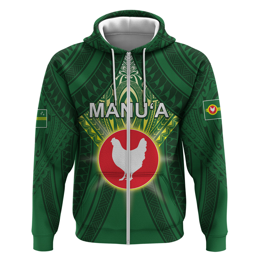 Personalized American Samoa Manu'a Cession Day Zip Hoodie With Polynesian Pattern LT05 Zip Hoodie Green - Polynesian Pride