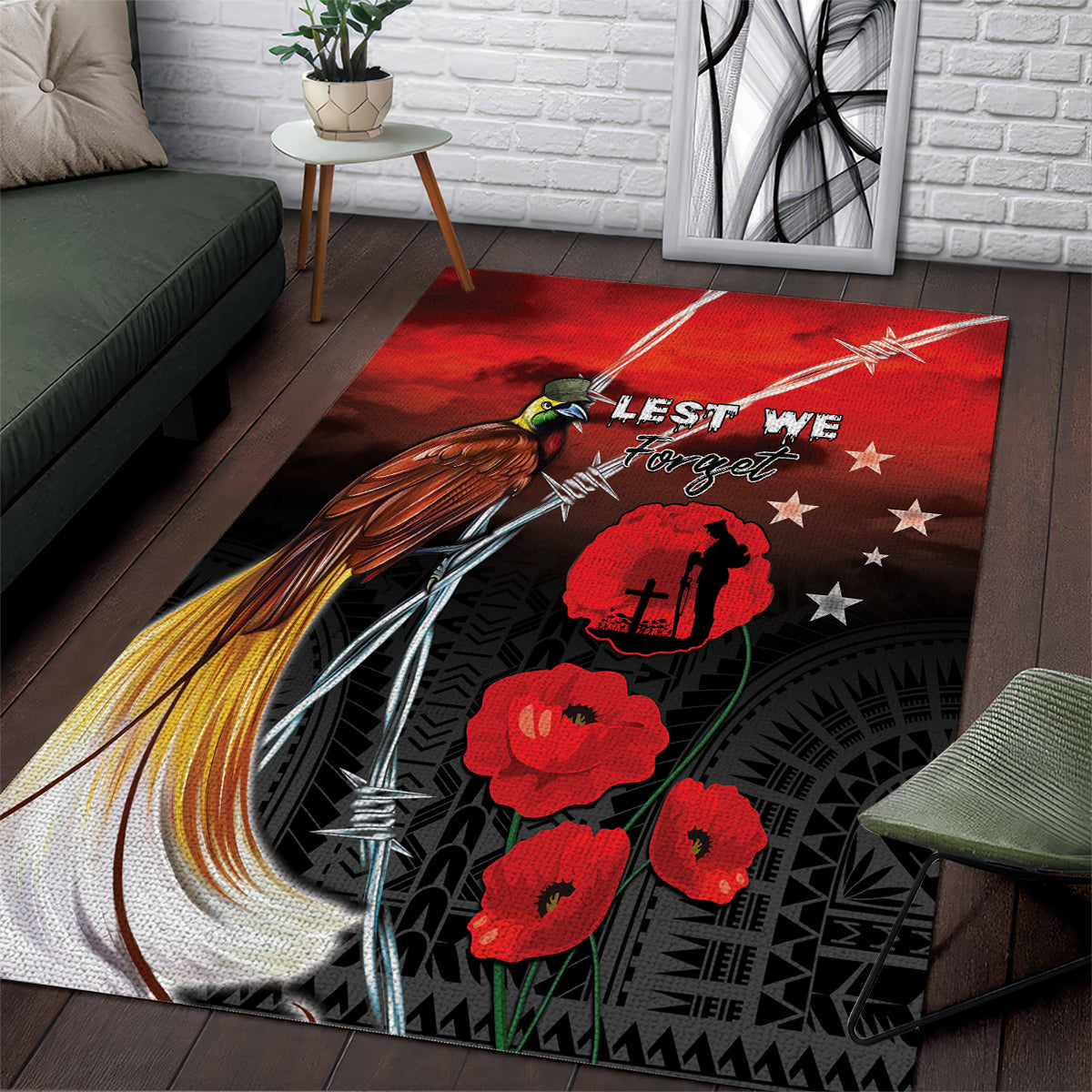 Papua New Guinea Remembrance Day Area Rug Lest We Forget