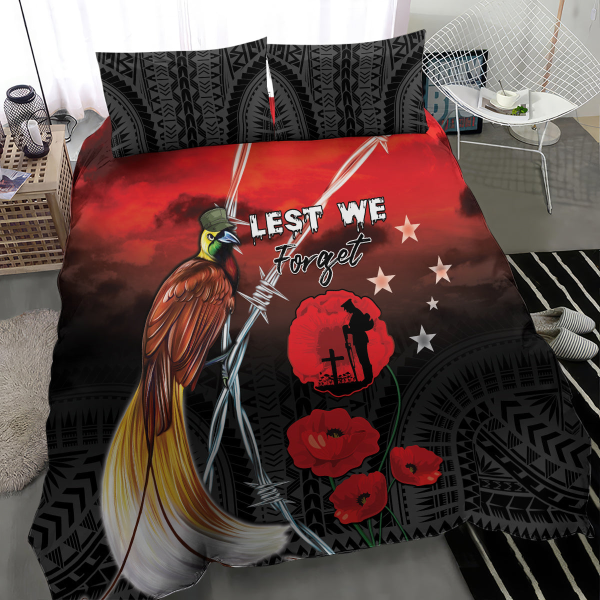 Papua New Guinea Remembrance Day Bedding Set Lest We Forget
